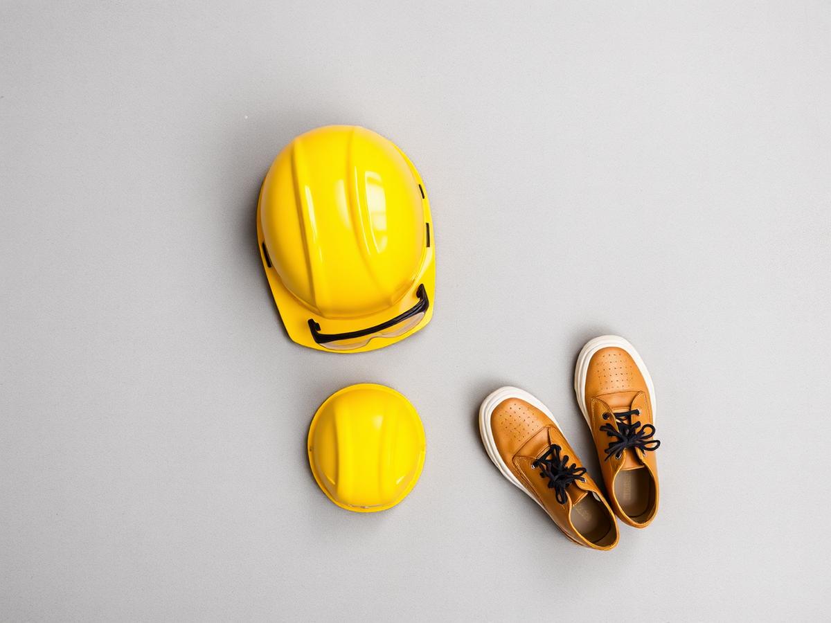 Hard hat, goggles and safety shoes